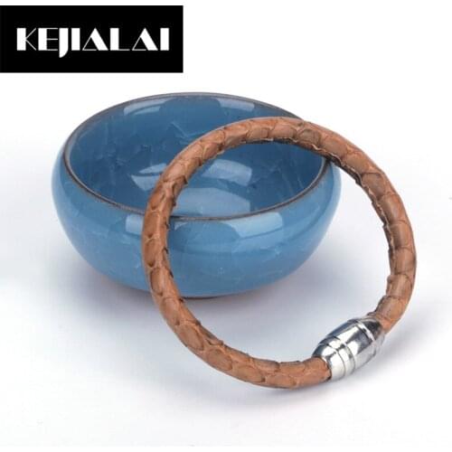 KEJIALAI Genuine Leather Bracelet for Women Men Vintage Rhinestone Wrap Wristband Cuff Fashion Jewelry Accessories Friend Gift