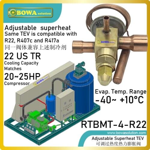 22TR R22 TEV matches 20 to 25HP coolant compressors as throttle device of 3-in-1 heat pump air conditioners or cold room freezer