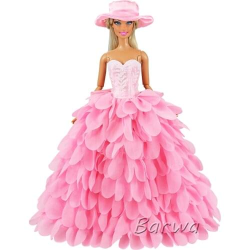 Fashion Handmade High Quality Pink Party Wedding Princess Dress Kids Toys Doll Accessories Dolls Clothes For Barbies Game Gift