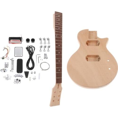 Premium Unfinished DIY Electric Guitar Kit Mahogany Body & Neck Rosewood Fingerboard Replacement Set for Music Lovers