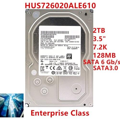 New HDD For Hgst Brand 2TB 3.5" SATA 6 Gb/s 128MB 7200RPM For Internal Hard Disk For Enterprise Class HDD For HUS726020ALE610
