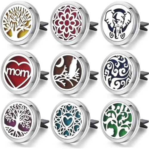 New Tree of Life Air Car Diffuser Locket Stainless Steel Vent Freshener Car Essential Oil Diffuser Perfume Aromatherapy Necklace