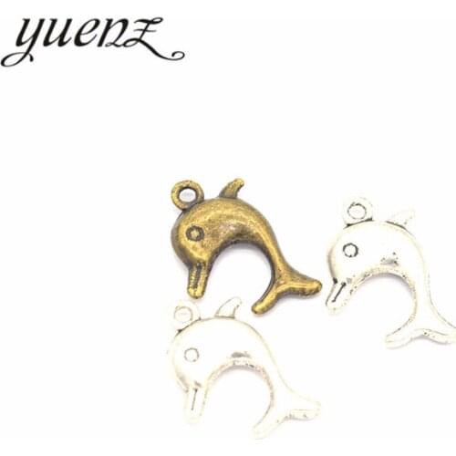 YuenZ 15 pcs 2 color Antique Sliver animal dolphin Charm fit for Bracelets Necklace DIY Metal Jewelry 20*13mm D722