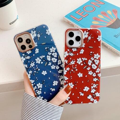 Shockproof Case for iPhone 11 Pro 12 Mini X XR XS Max SE 2020 7 8 Plus Fundas Anti-fall Ultra Thin Fashion Flowers Back Cover