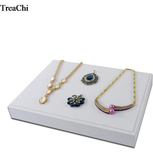 PU Jewelry Display Case Velvet Necklace Watch Organizer White Bracelet Necklace Storage Showcase Bangle Flat Tray expositor
