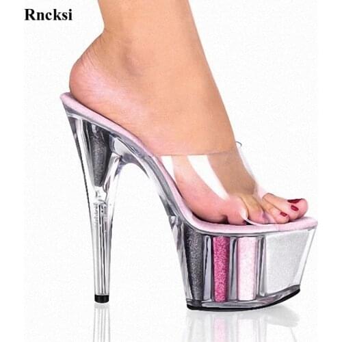 Rncksi New 15 CM High Heels Slippers Club Night Shoes Sexy Pole Dancing Shoes Platform Womens Shoes Dance Shoes