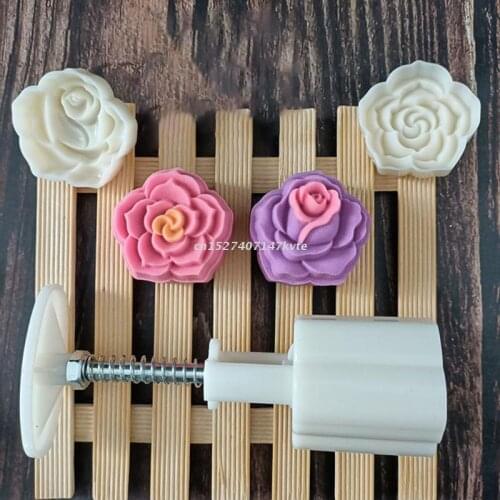 Cookie Stamp Moon Cake Maker Exquisite Blossom Pastry Tool Bath Bomb Press DIY Festival Decoration Hand Cutter Cake Mold
