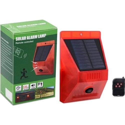 Solar Alarm Lamp with PIR Motion Sensor 433Mhz Remote Controller 129DB Loud Security Alarm Siren for Home Yard IP65 Waterproof