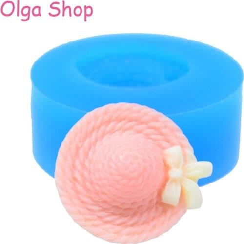 FYL008 16.2mm Straw Hat with Bow Silicone Mold - Sugarcraft Cake Decorating, Jewelry DIY, Charms Resin Clay, Gum Paste, Candy
