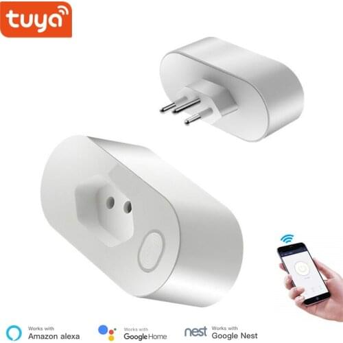 Alexa Compatible WiFi Socket Brazil Standard 16A Smart outlet Tuya App Remote Control Power Monitor timer Voice control