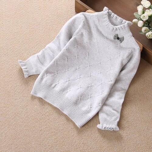 Kids Girls Sweater Autumn Winter kids knitted pullovers sweater Childrens clothing Solid Color Cotton Child Basic top 2-12Y