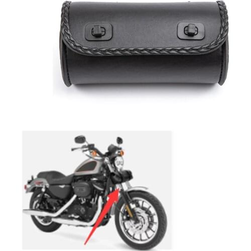 Universal Black Motorcycle Tool Bag Front Fork Handlebar Saddlebag Roll Barrel Racing Tail Barrel Storage