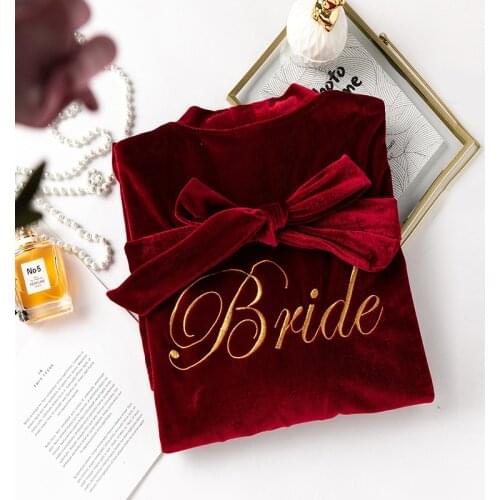 Velour Bride Bridesmaid Robe Loose Kimono Gown Short Sleepwear Sexy V-neck Wedding Bathrobe Casual Female Intimate Lingerie