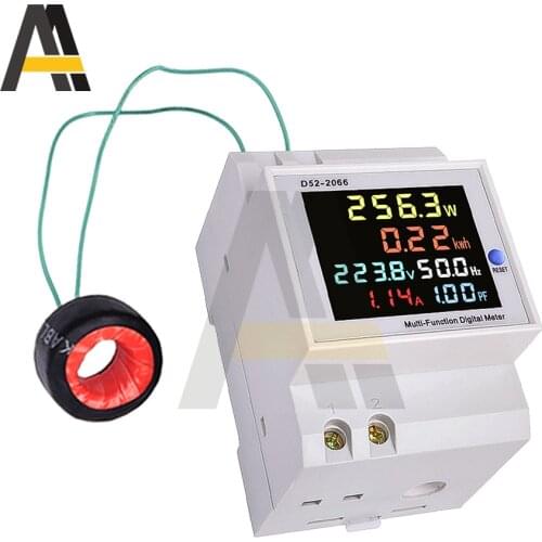 Din Rail AC Power Energy kwh Meter Wattmeter 110V 220 300V 450V 100A Voltmeter Ammeter Voltage Current Factor Volt Amp Monitor