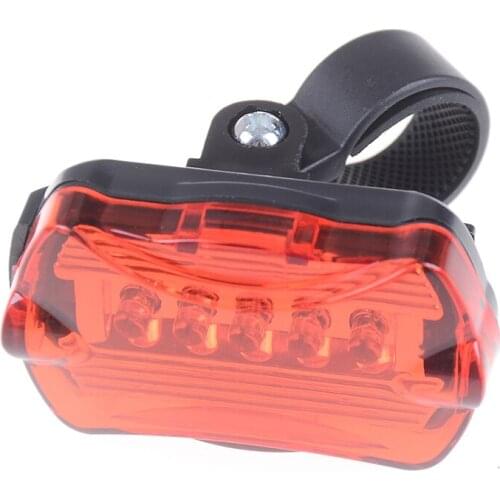 3 Mode 5 LED Cycling Safety Red Rear Tail Lamp Anti-shock Bicycle Light with Bracket Waterproof Bike Light High Power