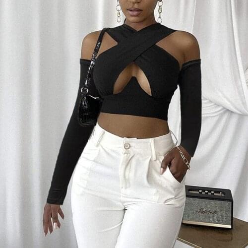 Hollow Out Cross Over T Shirt Womens Fashion Solid Color Vest Sexy Exposed Navel Sleeveless Tops with Separated Sleeves