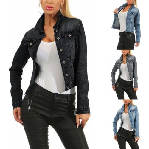 Harajuku Vintage Women Jean Jacket Casual Blue Black Denim Coat Spring Autumn 2019 Korean Fashion streetwear Demin