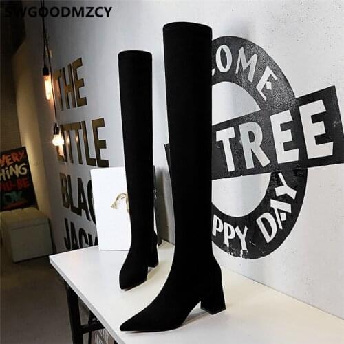 Long Boots Women High Heels Boots Big Tree Shoes Women Knee Boots Ladies Heel Women Winter Shoes Designer Heels Shoes 2020 Women