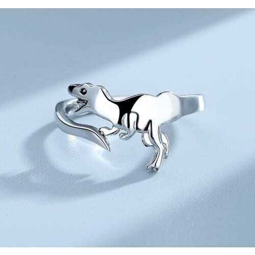 New Creative Dinosaur Rings for Women Silver Color Cute Animal Dinosaur Opening Adjustable Finger Ring New Trend Party Jewelry