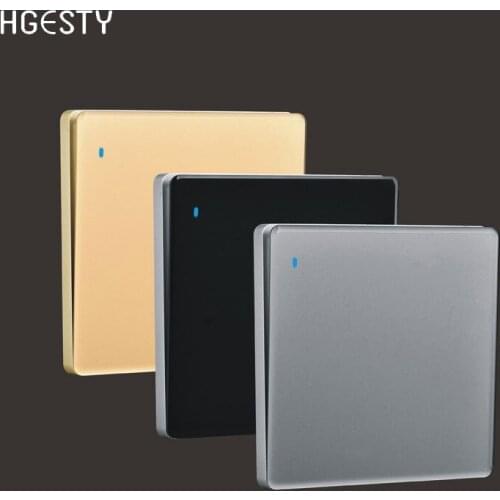 1/2/3/4 Gang 1 Way Wall Switch Push Button Switch Wall Light Switch With LED Indicator Gold Crystal Glass Panel For Bedroom