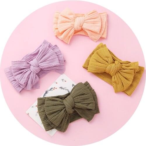 1PCS Soft Turban Nylon Headbands Cable Knit Headwrap Fashion Hair Bows Baby Girls Headwear Womens Headdress Accessories For Hai