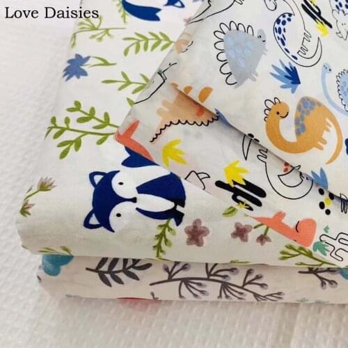 100% Cotton Twill Cartoon Blue Orange Red Fox Dinosaur Fabric Kids Bedding Sheet Handwork Apparel Dress Home Decor Craft