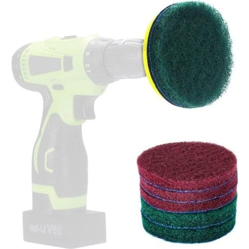 11pcs 4 Inch Drill Power Scrubber Scouring Pads Cleaning Kit Household Cleaner Tools Dusty Brush with Hook and Loop Sanding Pad