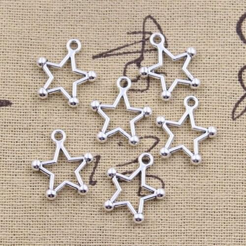 30pcs Charms Star 18x16mm Antique Silver Color Pendants Making DIY Handmade Tibetan Finding Jewelry