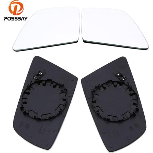 POSSBAY Car Rear View Mirror White Side Mirror Accessories Car Rearview Mirror Glass for BMW 5-Series E60 Sedan 2003-2010