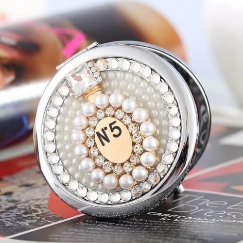 Engrave words free,bling rhinestone perfum bottle,Mini Beauty pocket makeup compact mirror makeup,wedding party present gifts