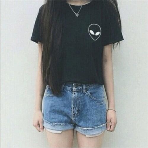 Brand T Shirt For Women Summer Rose Printed Tee Tops Female T-shirt Feminino T shirts Camiseta Feminina Woman Clothing Alien