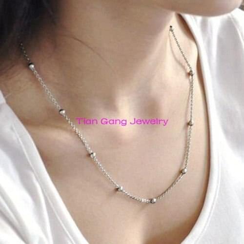18-36" Hot Selling Silver Beads Ball Cross Chain Necklace 316L Silver Color Stainless Steel Women Girls Silver Chain Necklace
