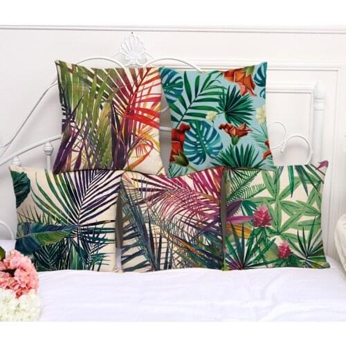 Decorative Throw Pillow Case Red Leaf Plant Seat Cushion Cover Decoration For Sofa Home Capa De Almofadas 45x45cm