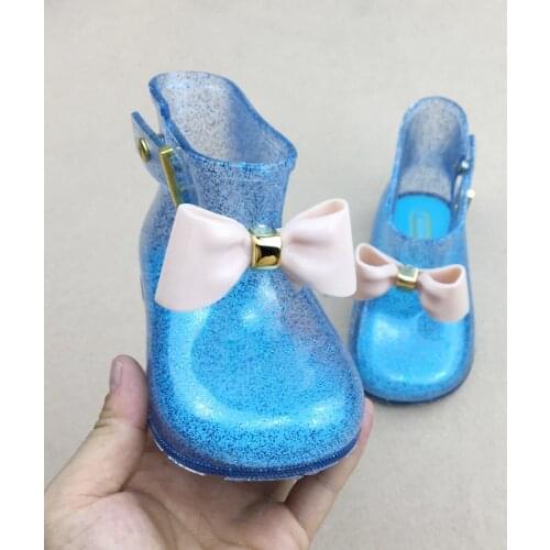 Childrens Bow Rainshoes Girls' Dazzling Pink Jelly U-Mouth Short Rubber Boots Princess Shoes Boots Rain Boots Kids