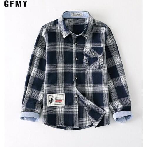 GFMY 2020 summer 100% Cotton Full Sleeve Fashion kids Plaid Shirt 3T-12T Casual Big Kid Clothes Can Be a Coat