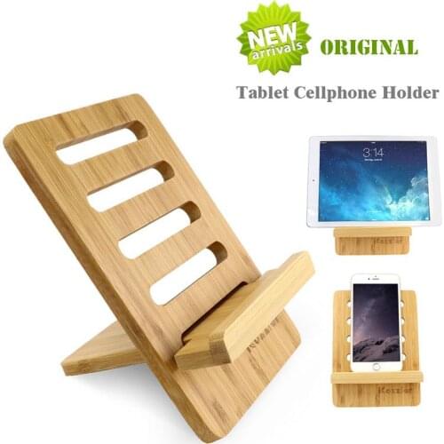 ICozzier Bamboo Adjustable Tablet Stand Multi-angle Portable Holder for iPad or cellphones