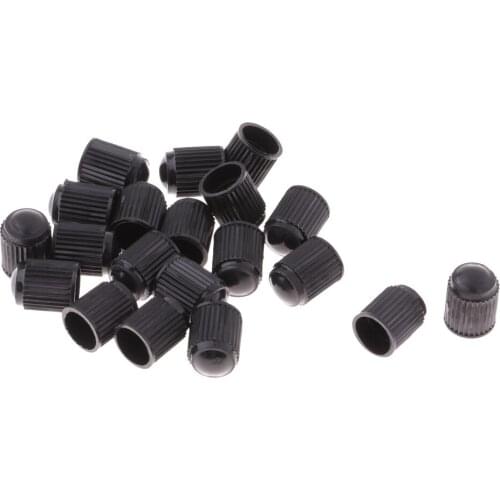 20pcs Bicycle Tire Valve Caps Black Universal Stem Covers for Cars Bike Trucks Motorcycles Screw-On Cover