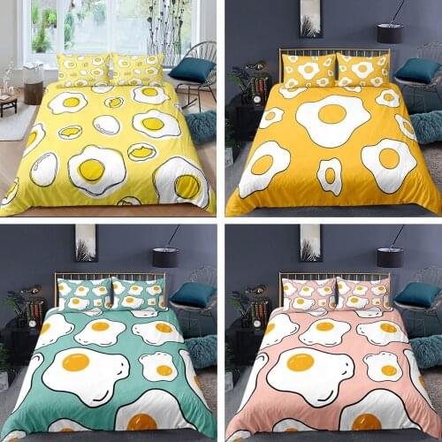 Fried Egg Yolk Bedding Set 2/3Pcs Duvet Cover & Pillowcase(s) 3D Printed Quilt Cover Home Textile Gift