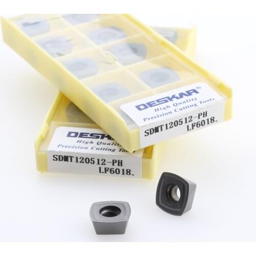 10PCS SDMT120512 PH LF6018 Milling Carbide Inserts Hard Alloy Blades DESKAR Turning Tool Lathe Cutter Tools