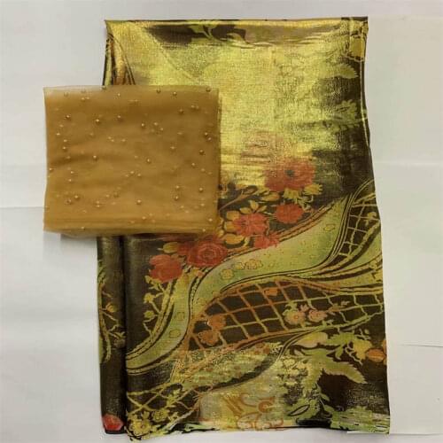 2021 Hot Sale Fashion High Quality African Metal Silk Fabric 7 Yards Chiffon African Silk Fabric For Ladies Party Clothing.17231