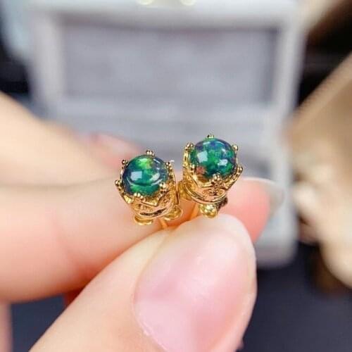The Best Birthday Gift 100% Natural And Real Opal Earring 925 sterling silver Fine jewelry