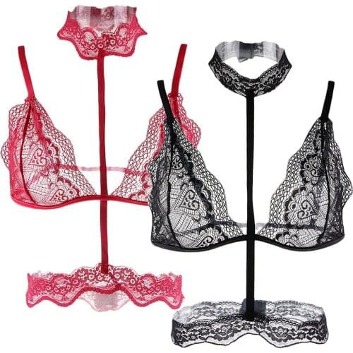 Fashion Women Ladies Choker Floral Lace Strappy Harness Party Unpadded Bra Top Lingerie Bra S M L