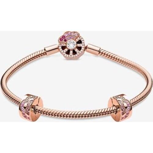 2020 New High Quality Pink Fan Fixing Clip Charm Bracelet Diy Chinese Style Luxury Jewelry Accessories For Womens Anniversary