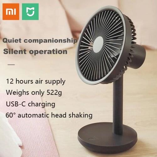 Xiaomi Solove Desktop Fan 4000mAh Type-C Chargeable Light Portable Fan 60 Degree Shaking Head Height Wind Speed Adjustable