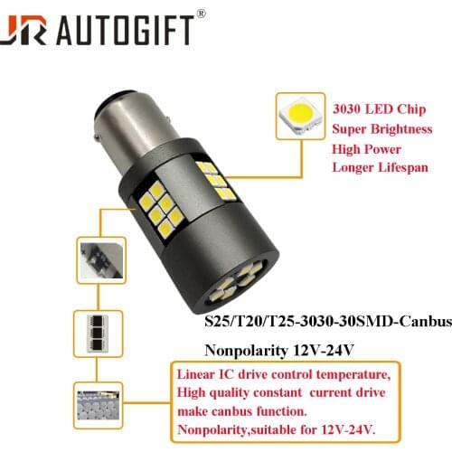 4PCS Canbus PRO High Power 1156 S25 P21W BA15S BAY15D LED Bulb 1157 P21/5W 7440 W21W 3030 30SMD Auto Lamp Reverse Light 12V-24V