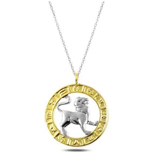Silverlina Silver Gold Lion Sign Necklace