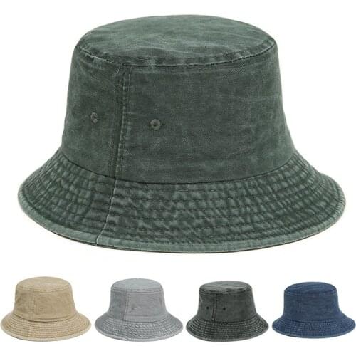 2021 New Fisherman Hat Panama Denim Bucket Hats Outdoor Men Women Washed Cotton Bucket Cap Fashion Hip Hop Gorros Bob Hat