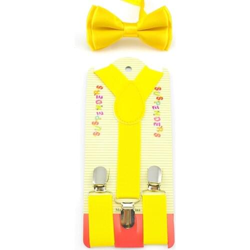 Bow tie Suspenders For Trousers Set Y-Shape Braces Butterfly Knot Sets Kids Children Boys Girls Yellow Gift Cravat 2020 New