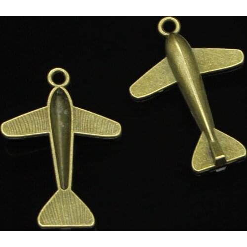 12pcs Plane airplane Charms Antique Bronze Plated Zinc Alloy Charms Pendants Metal Jewelry Findings Fit DIY 34*24mm