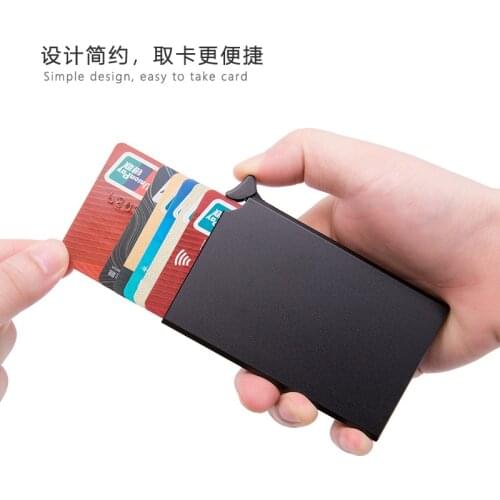 Anti-theft brush metal card package men stainless steel ultra-thin anti-degaussing RFID shielding anti-nfc bank card holder